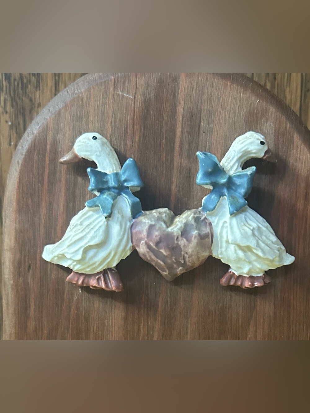 Vintage 1980s Country Geese Wooden Memo Pad Holder (C) - Picture 2 of 4